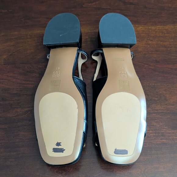 Anthropologie BiBi Lou Womens Sz 41 Black Slingback Flats Pumps Horsebit Shoes - Picture 5 of 6